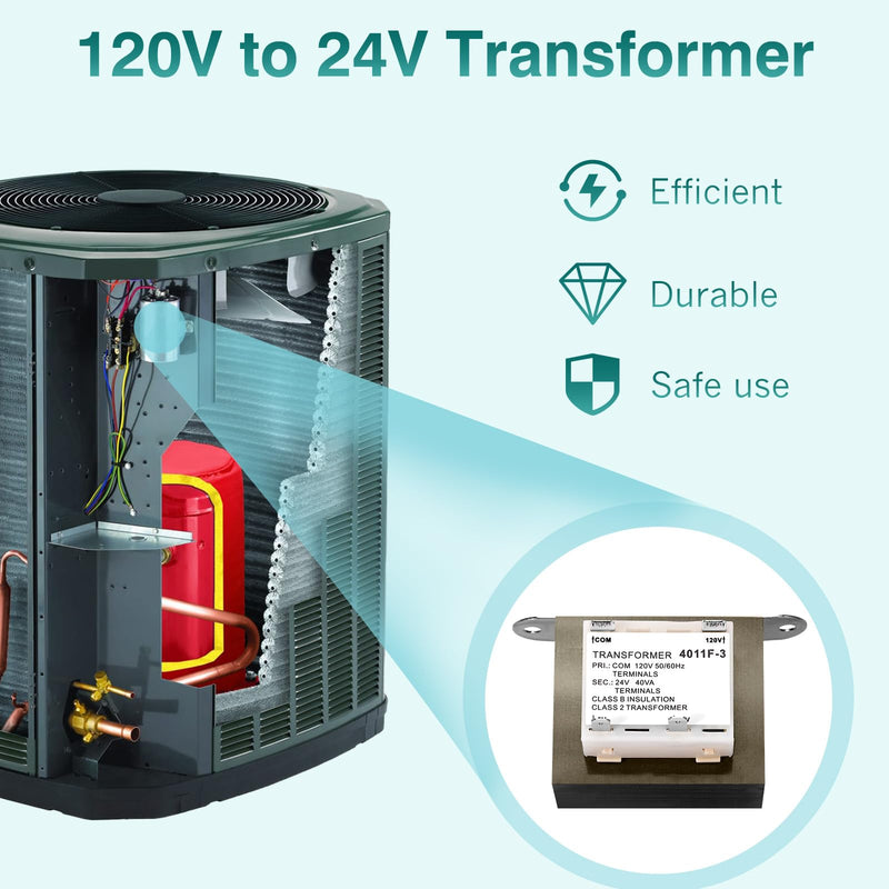 [Australia - AusPower] - 4011F-3 120V to 24V Transformer 40VA Compatible with Furnace/HVAC Equipment, 24 Volt Transformer for HVAC Furnace 40VA 
