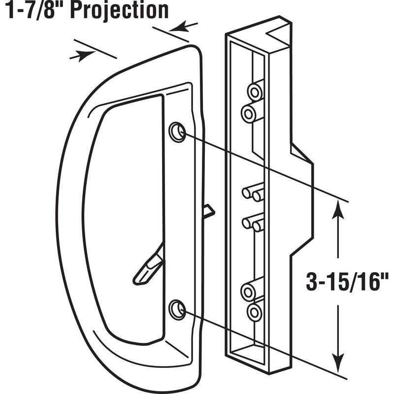 Prime-Line C 1326 Sliding Door Handle Set, Mortise (Single Pack) White