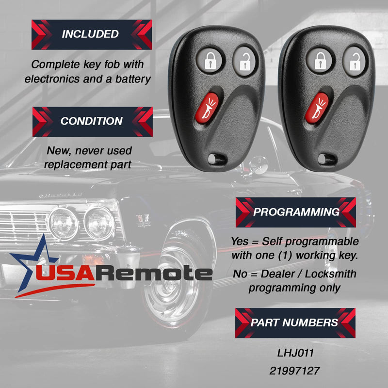 [Australia - AusPower] - Key Fob Keyless Entry Remote with Ignition Key fits 2003-2006 Chevy Avalanche Equinox Silverado SSR Suburban Tahoe / GMC Sierra Yukon / Hummer H2 / Pontiac Torrent / Saturn Vue (LHJ011), Set of 2 g-lhj b102 [2] 