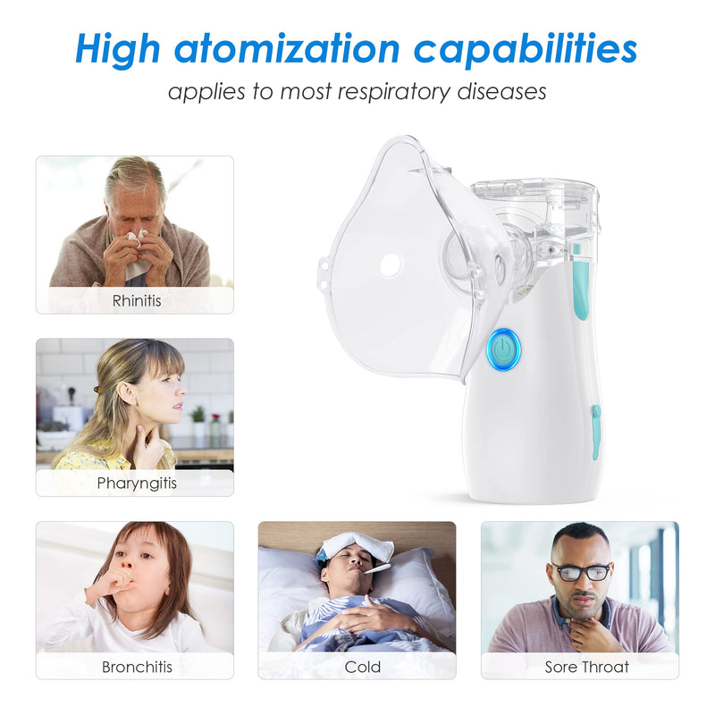 Ultra-Portable Nebulizer Machine, Efficient Mist Inhaler for Adults & Kids, Portable Nebuliser, Perfect for Travel and Home Use.Hailie white