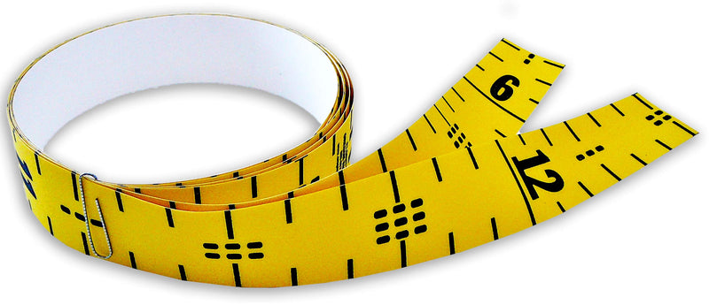 Floor Tape – Adhesive Backed – 2 Inch Wide X 12.5 Foot Long – Vertical Up – Fractional – 1” Grads – Yellow – 2 Pieces