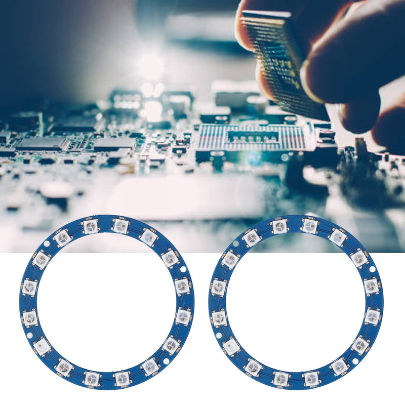 [Australia - AusPower] - Garosa 16 Bit RGB LED Ring, 2 Pieces RGB LED Ring Light 16 X 5050 RGB Full Color Highlight Digital Connector WS2812B 5050, Snap Ring Pliers 