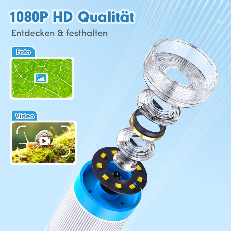 FINIBO Digital Microscope for Children, 1000X, 2.4 Inch Screen, Children's Microscope for Learning & Discovery, with USB Photo & Video Recording, Toy from 6 Years, Boys & Girls | Children's microscope for learning and discovering, with USB photo and vi...