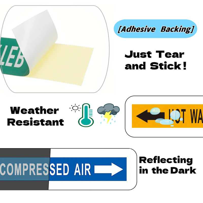 Pipe Flow Markers Label Stickers with Arrows 20 Packs 1-3/5 x 8 Inch Self-Stick Pipe Identification Marking Labels, Nitrogen Left-Pointing Arrow Nitrogen - Left