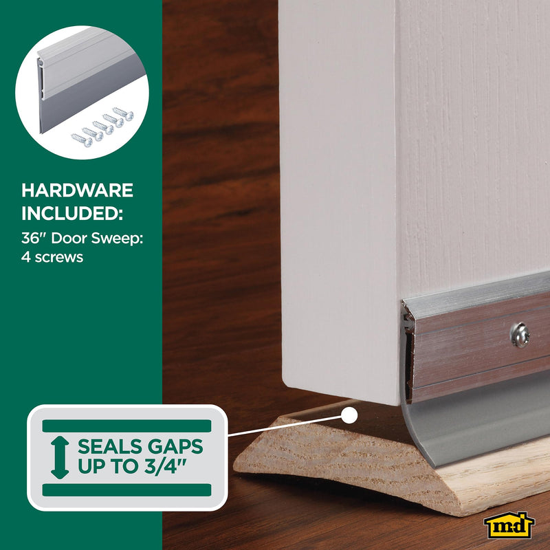 [Australia - AusPower] - M-D Building Products 05389 36 in. Silver Aluminum and Vinyl Heavy-duty Screw-on Door Sweep 36 Inch 