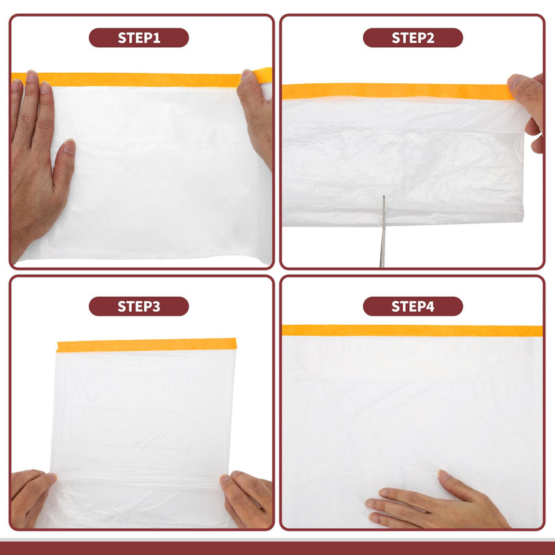 1 Pcs for Wall Covering Frames Cars Auto Body Paint Supplies Pre-Taped Masking Film Plastic Cover 1000x55cm / 32.81ftx21.65" White Orange PE Film