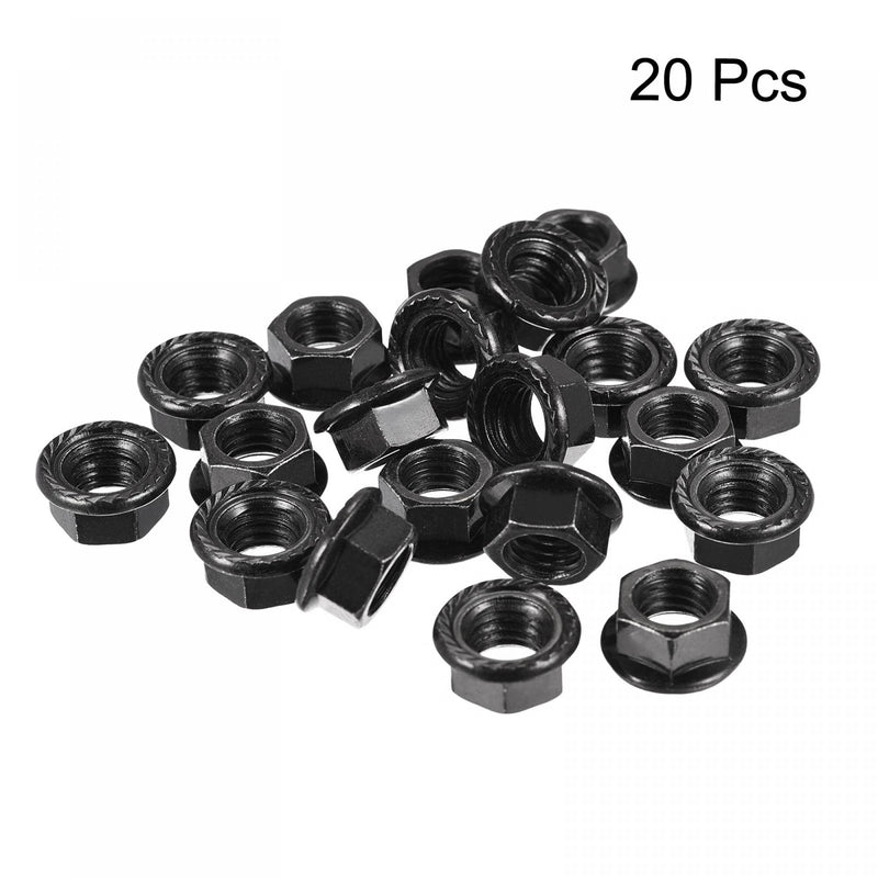 [Australia - AusPower] - uxcell M10 Serrated Flange Hex Lock Nuts, Carbon Steel Black Oxide Finished 20pcs 