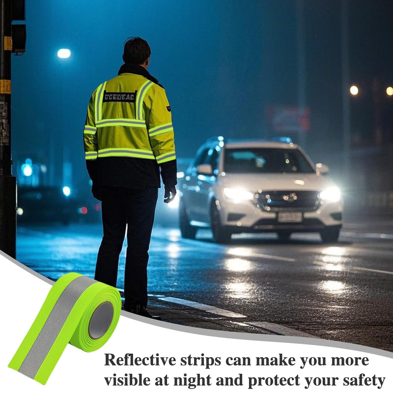 High Visibility Reflective Tape for Clothing, 2'' x 59ft Waterproof Sew on Safety Fabric Webbing, Outdoor Warning Straps Strips, Reflector Band Patch on Cycling Sash Bag Pet Wears, Green