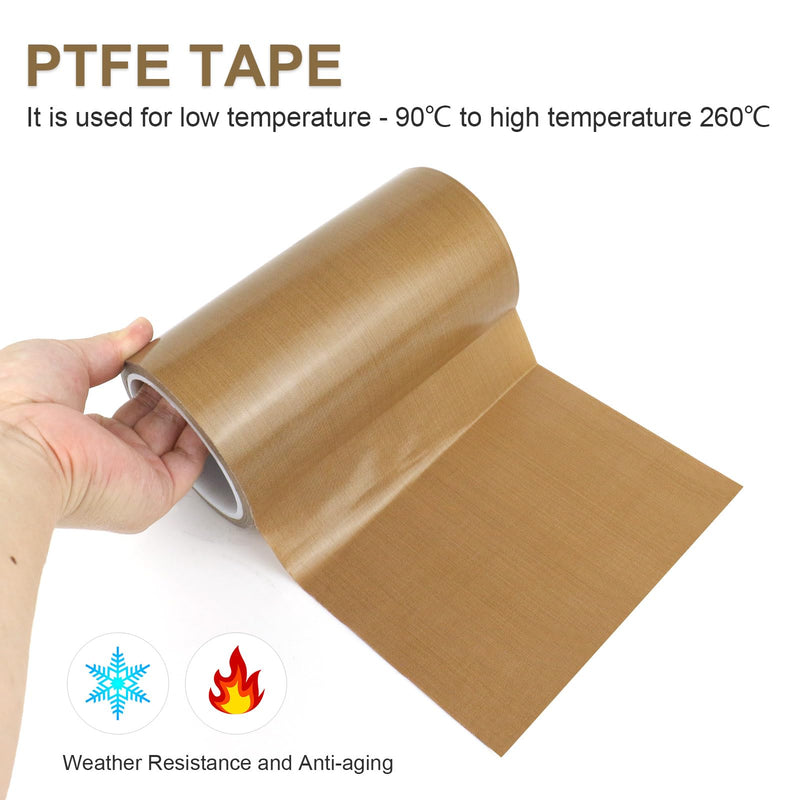 BOMEI PACK PTFE Glass Cloth Tape, 1 Pack 7 "x 33 ft High Temperature PTFE Tape Abrasion Resistant Surface Protection for Vacuum Sealer Machine, Hand Impulse Sealers Insulation Coated 1R Teflon 7inch33ft