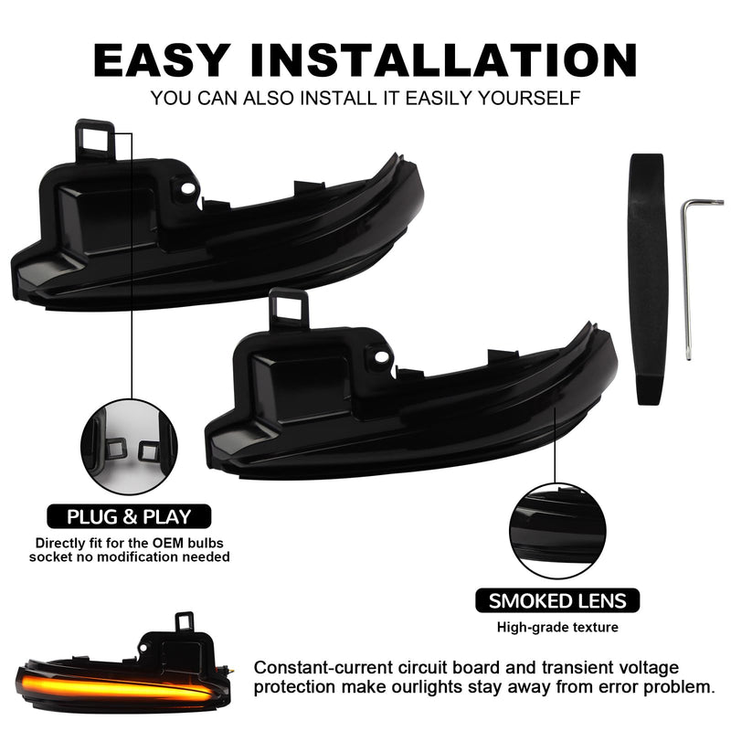 [Australia - AusPower] - [2pcs] Side Mirror Turn Signal Lights for Toyota Tacoma 2016-2023/2019-2024 RAV4, LED Sequential Dynamic Indicator Strip Lamps Replacement for 8174058010 