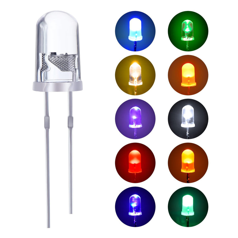 100 pieces clear LED light diffuse diodes LED lamp mixed kit 10 colours 5 mm.