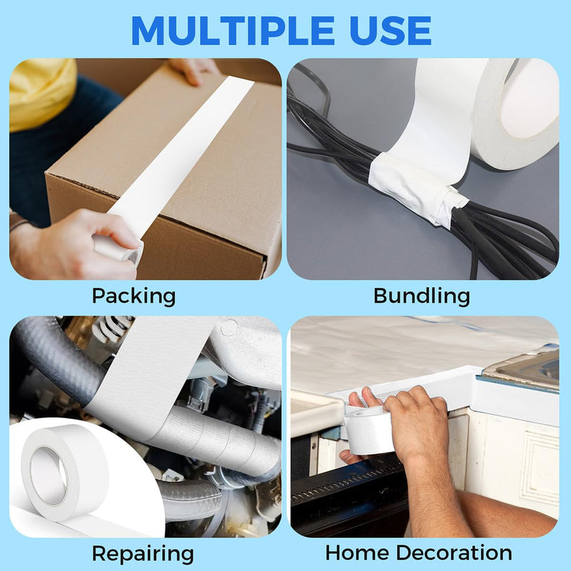 [Australia - AusPower] - Duct Tape, 2 Inch x 35 Yards, 1 Roll, Waterproof and Heavy Duty, Tear by Hand, for Packing Repairing and Crafts (White) White 