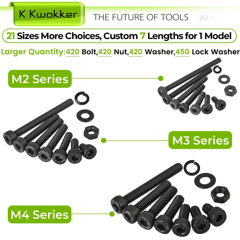 [Australia - AusPower] - M2 M3 M4 M5 Hex Socket Screws Set and M2 M3 M4 M5 Hex Flat Bolt Kit 
