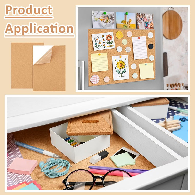 BENECREAT 20 Pack 11.81x8.23inch Self-Adhesive Cork Sheets, Natural Cork Board, Peel and Stick Cork Board for DIY Crafts Home Decor and Coasters Making 11.81x8.23x0.04Inch