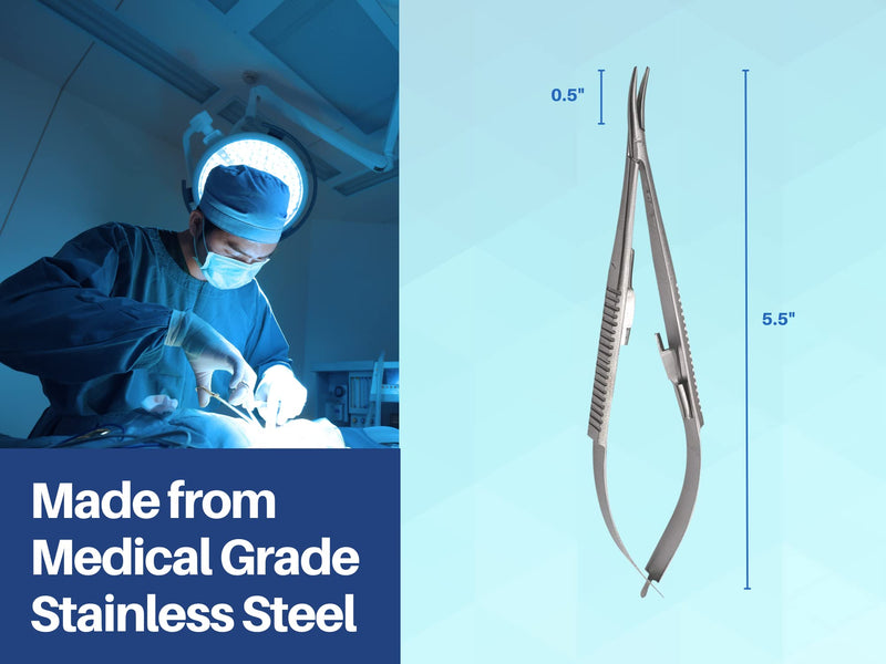 [Australia - AusPower] - 3 pcs Castroviejo Needle Holder 5.5 inches Curved with Lock | Dental Medical Ortho Surgical Needle Holder Locking | Veterinary Suture Restorative | Orthodontic Pliers Instruments by Wise Linkers 