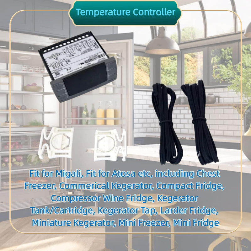 [Australia - AusPower] - for Dixell XR06CX-4N1F1 Temperature Controller Fit for 120V 50-60hz Commercial Refrigerators/Freezer, with Temperature Sensor Probes & Clasp 
