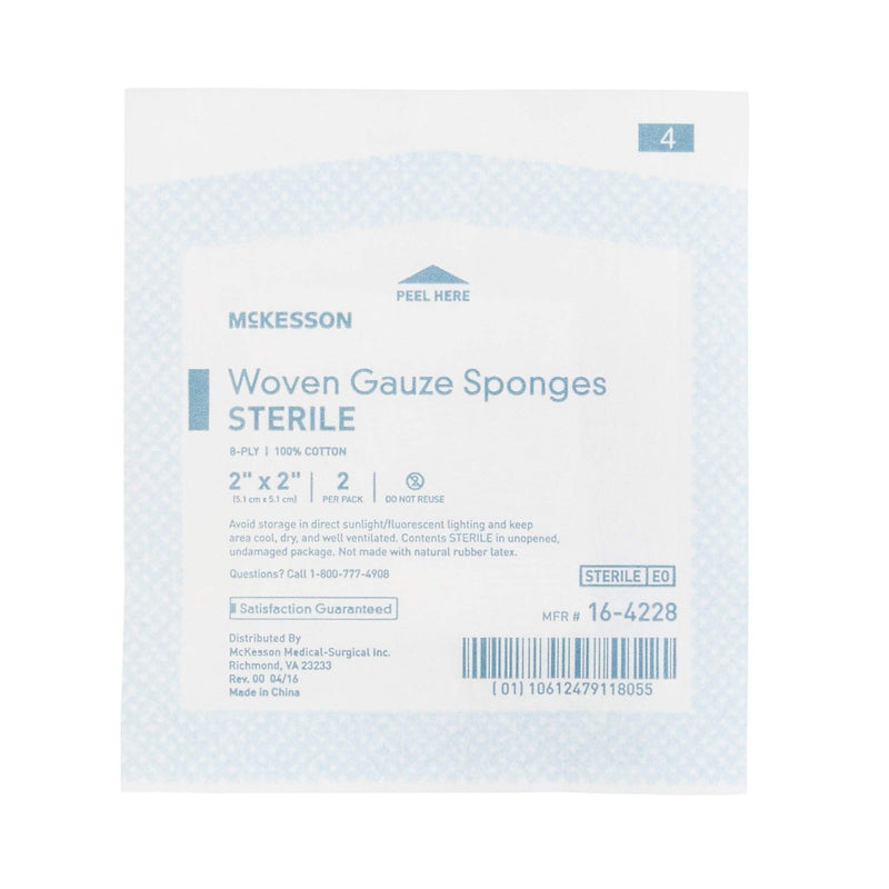 [Australia - AusPower] - McKesson 8-Ply Sterile Gauze Sponges, 2" x 2", 2 counts per Pack, 50 Packs (total 100 Sterile Gauze Sponges) 