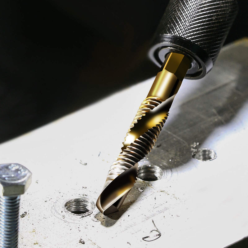 [Australia - AusPower] - 6-pc 8-32NC Combination Drill Tap Bit Set SAE, 8-32NC Thread Size, Titanium Coated High-Speed Steel, Ideal for Drilling Threading and Countersinking in Soft Metal Wood and Plastic, 1/4 Hex Shank 6 Pcs 8-32NC 