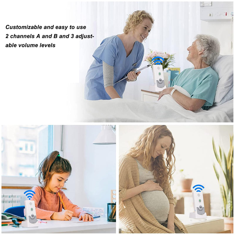 [Australia - AusPower] - Home Voice Intercom, Smart Two Way Talk Doorbell, Protecting Pregnant Women And Babies, 48 Hours Endurance, Home Smart for Elderly Caregivers and Disabled People (White) White 