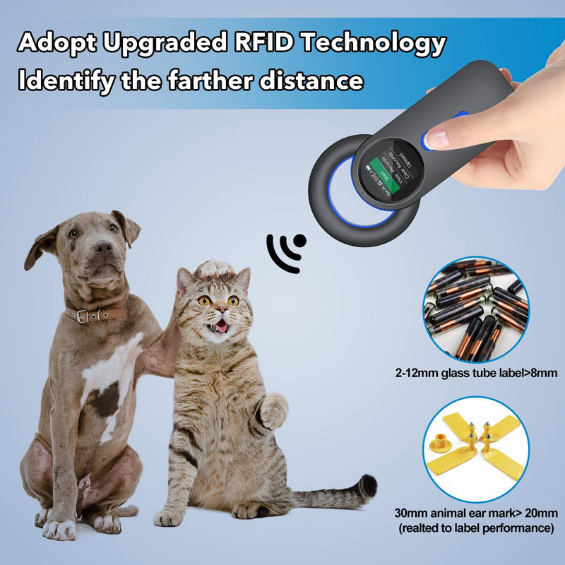 [Australia - AusPower] - Symcode Bluetooth Pet Microchip Reader Wireless RFID Animal Chip ID Reader Scanner Animal ID Tag Handheld Scanner Animal Tag Reader EMID FDX-B(ISO11784/11785) 134.2KHz/125KHz Pet Microchip Scanner Q30 