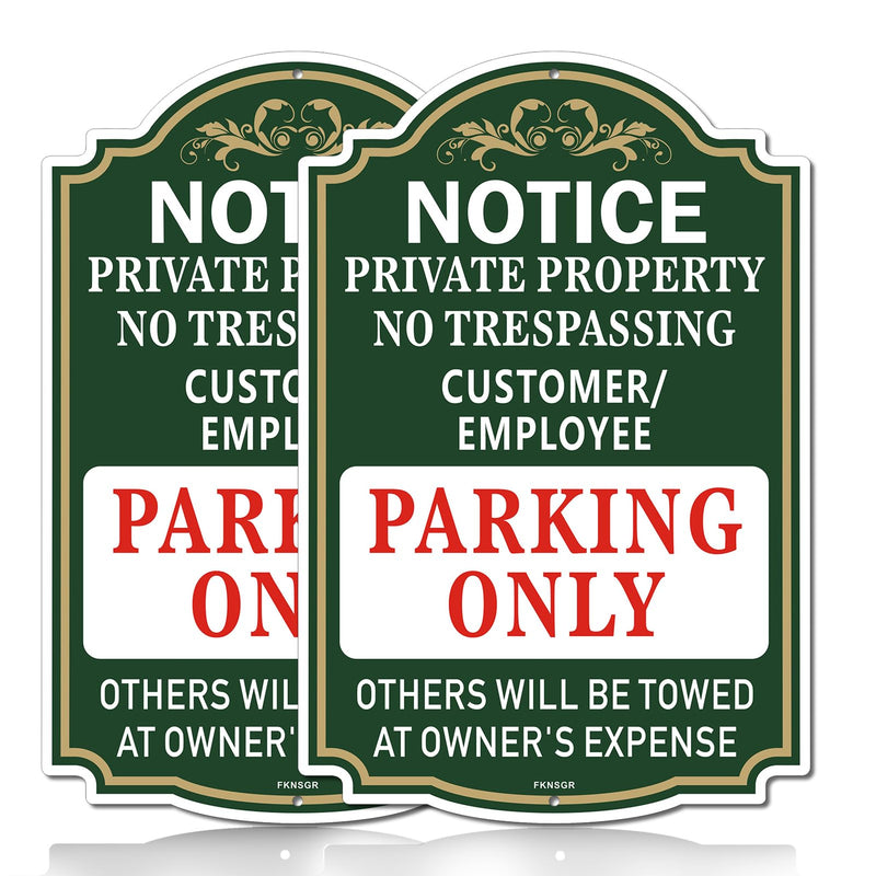 Customer & Employee Parking Only Sign 2 Pack, 12 x 18 inches, Rust Free .040 Aluminum Private Property No Trespassing Sign UV Protected, Fade Resistant