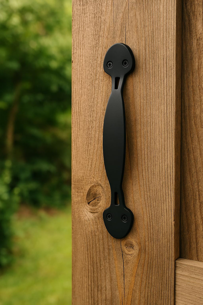 2-Pack 9 Inch Oval Tapered Barn Door Handle - Black Cast Iron Pull for Sliding Doors, Gates, Sheds, Fences, Closets - Indoor Outdoor Farmhouse Hardware 9" - 2 Pack