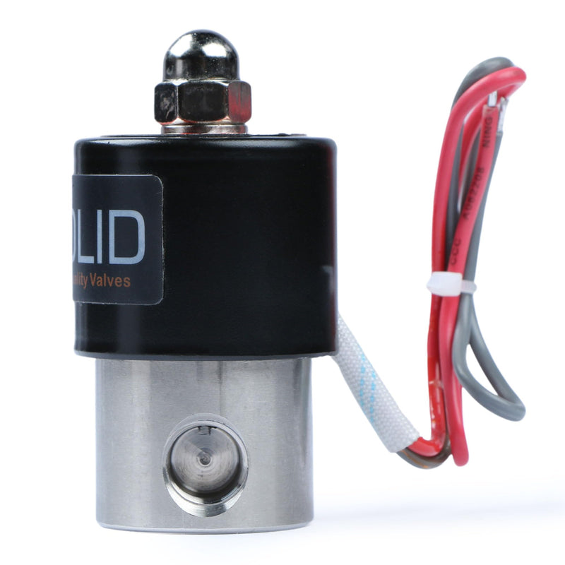 U.S. Solid 1/4" Stainless Steel Electric Solenoid Valve 24VAC N.C. VITON Water Air Fuel 0.25 Inch