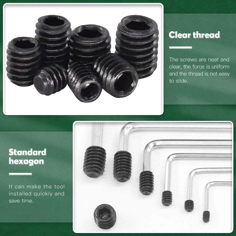 [Australia - AusPower] - Keadic 236Pcs 1/8 to 3/8 inch Internal Hex Drive Cup-Point Screws Grub Screws Assortment Kit with 6Pcs Wrench, 10 Sizes Set of Screws for Door Handles, Faucet, Light Fixture, 12.9 Class Alloy Steel 236pcs SAE 10 Sizes Cup Point Set Screw kit 