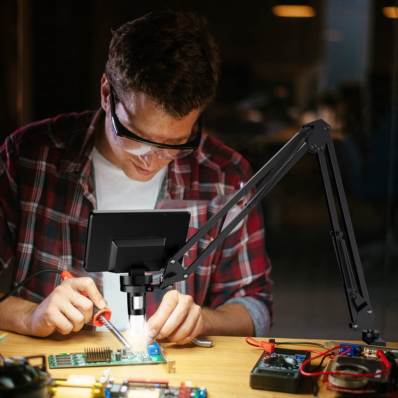Hayve Microscope Arm Stand，Adjustable Metal Bracket with Clamp and Grommet Base，Coin Microscope Mount ，Compatible with Model DM4 DM9 MS1 MS3& Most 4.3'',7'' Digital Microscopes (1.37inch(for DM9-H)) 1.37inch(For DM9-H)