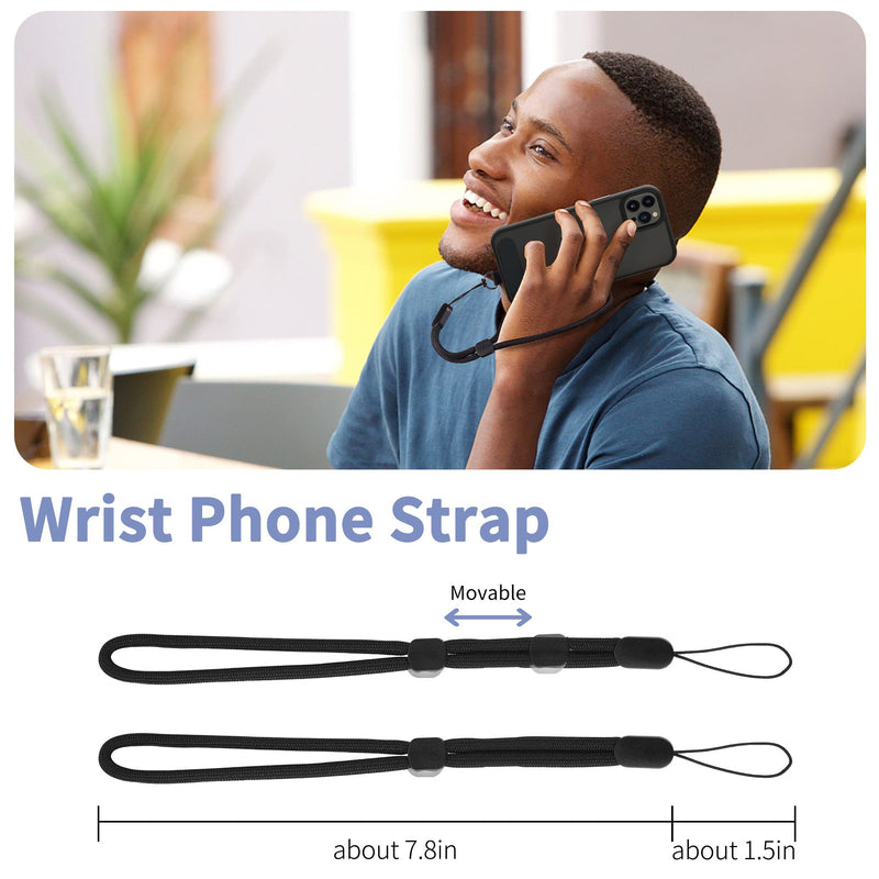 [Australia - AusPower] - CACOE Cell Phone Lanyard 2 Pack-1× Adjustable Neck Strap,1× Wrist Strap,2× Pads,Universal Crossbody,Multifuctional Compatible with Most Smartphones(Black) Black 