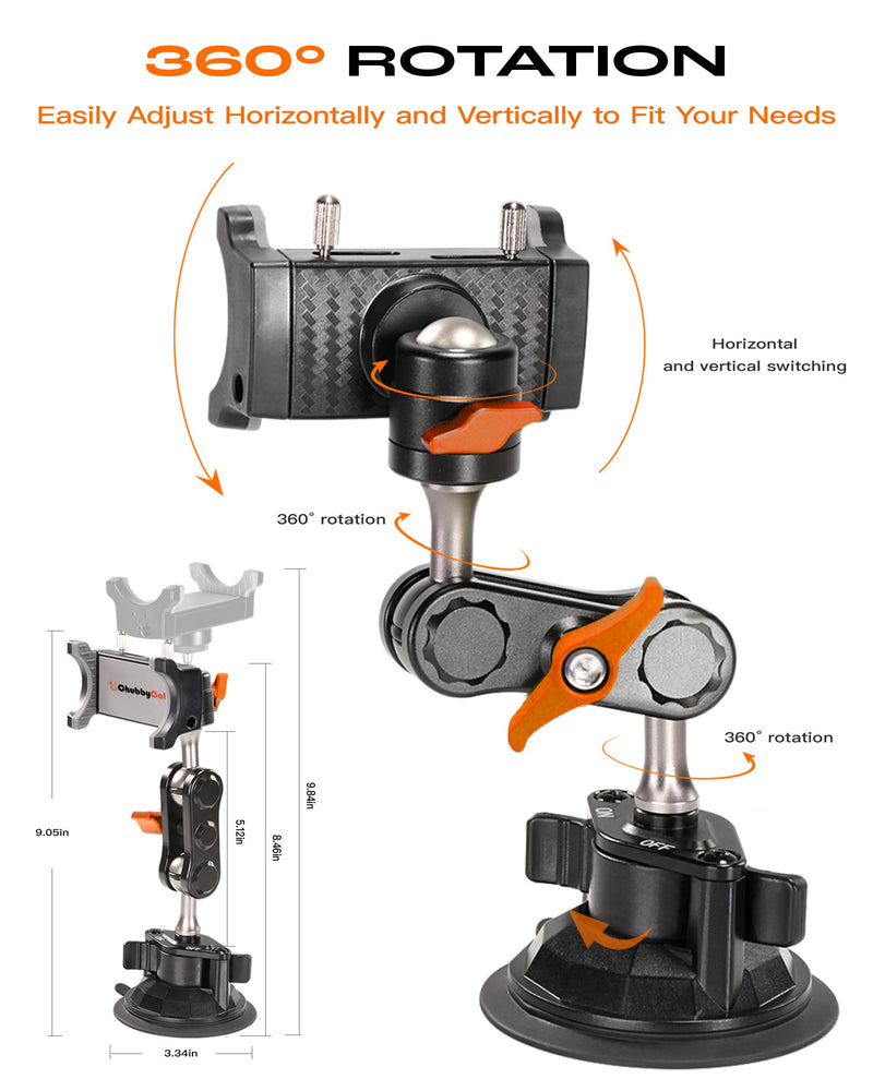 [Australia - AusPower] - chubbycable ChubbyGrip Pro Dash Mount Premium Metal Knobs Phone Holders for Your Car 360° Rotation Suction Cup Phone Mount for Windshield, Clamp, Orange ChubbyGrip Pro (Clamp)-Orange 