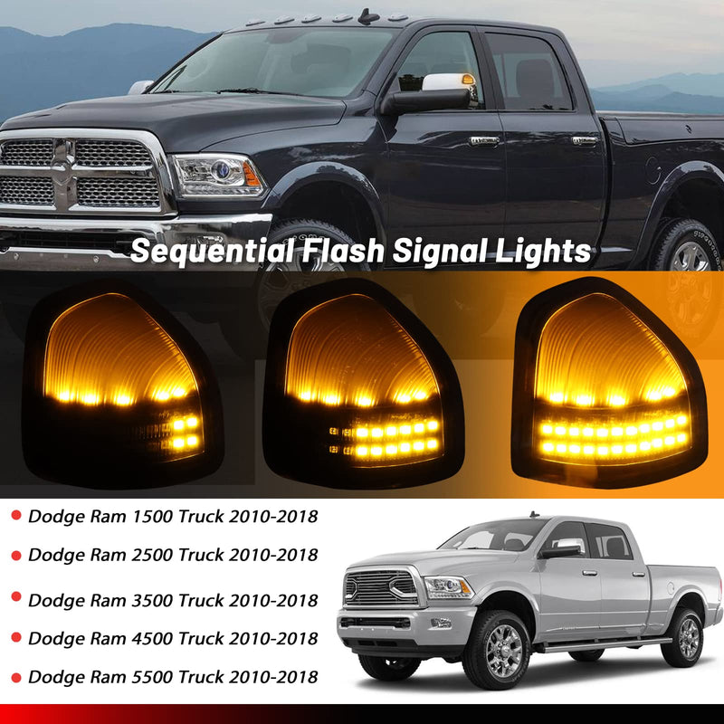 Dynamic Sequential LED Side Mirror Marker Lights Compatible with Dodge Ram 1500 2500 3500 4500 5500 Truck 2010-2018 Towing Mirror Turn Signal Indicator Lamp Accessories