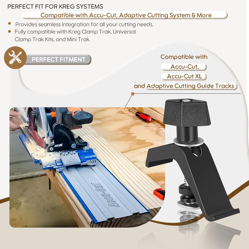 [Australia - AusPower] - Track Clamps Compatible with Kreg KMA7520 – Replacement Clamping Kit for Clamp Trak, Accu-Cut, and Universal Trak Systems – 2-Pack 