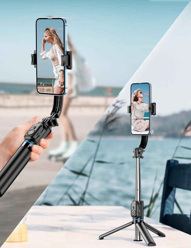 [Australia - AusPower] - Selfie Stick, 41'' Extendable Phone Tripod Stand with Phone Holder & Detachable Remote, 360° Rotation Selfie Stick Tripod for Cell Phone Compatible with iPhone, Android, Samsung Black 
