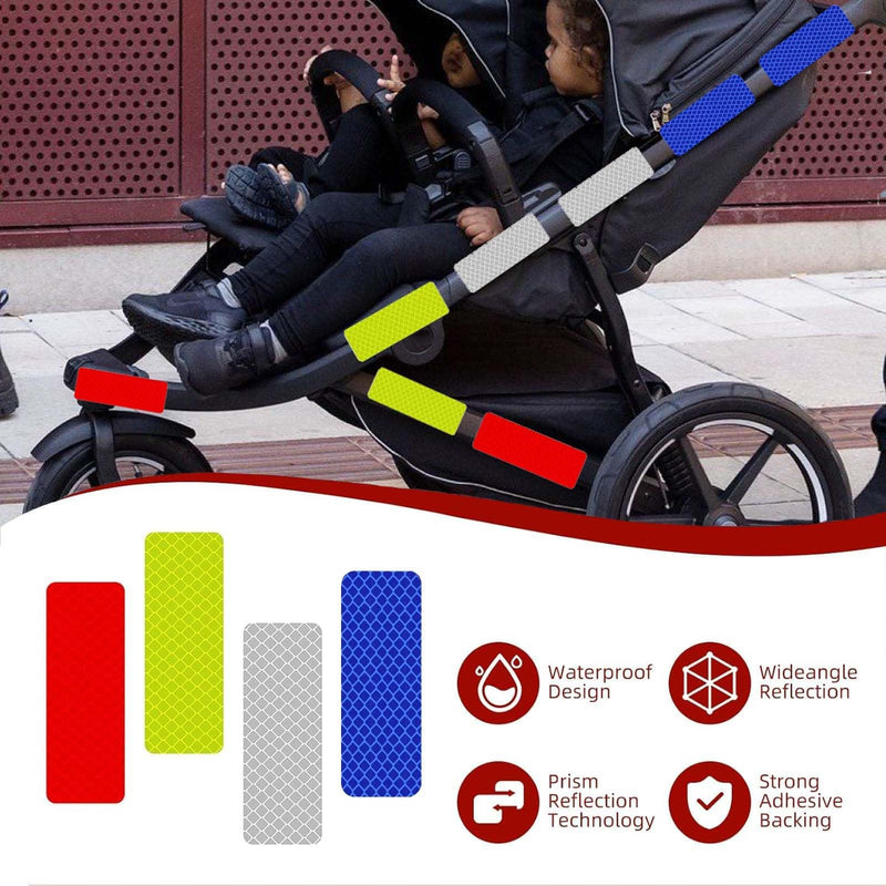 Super Reflective Stickers Made of DG3, 3.15" x 1.18" Safety Reflective Tape for Car Bike Mailbox Helmet, Reflective Tape Outdoor Waterproof - Enhanced Night Safety & Wide Coverage (Red-30Pcs) Red-30Pcs