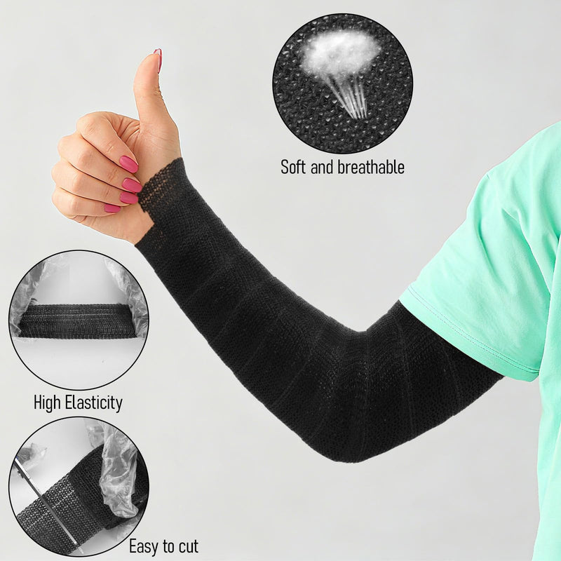 Geiserailie 4 Rolls Fiberglass Casting Tape 3 Inch x 12 ft, Bright Lightweight, Breathable Support Foot Cast Tape for Injury Stabilization, Quick-Setting and Water-Resistant(Black) Black