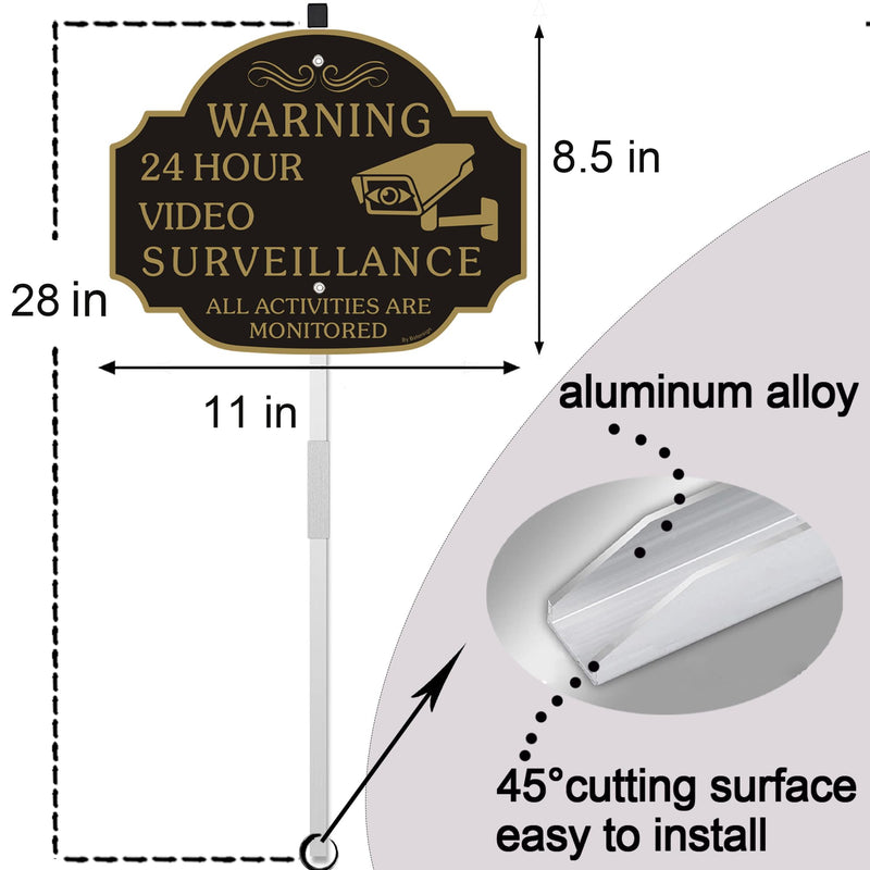 [Australia - AusPower] - No Trespassing - This Property Has Video Surveillance Sign?2 Pack?,11" X 8" X 0.04" Metal Sign x 2 & 28" Metal Stakes Included x 2,-Reflective Aluminum,Fade Resistant And Weather Resistant. 2 Pack with stake 