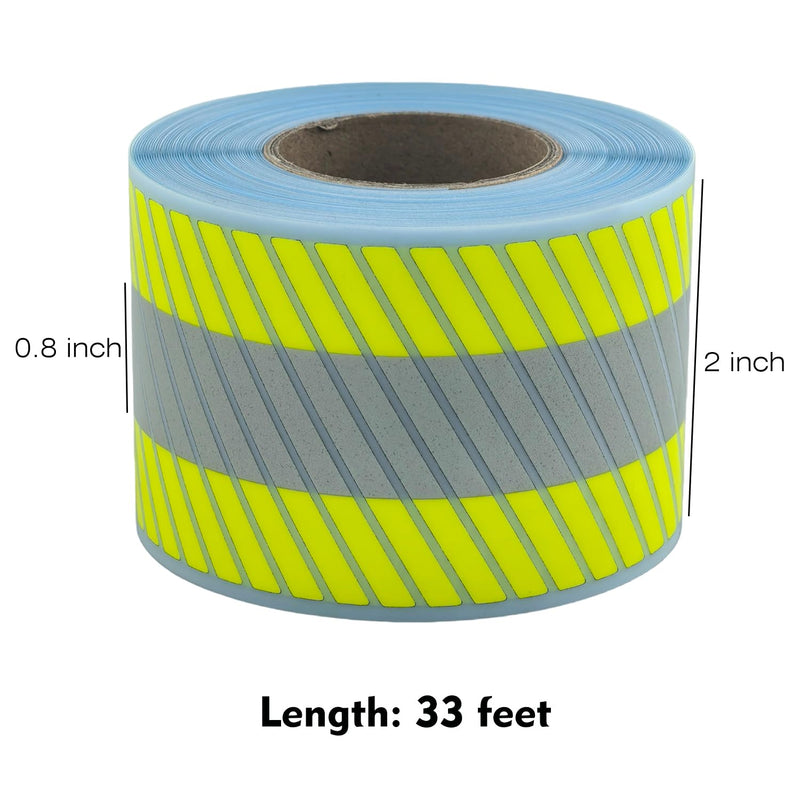 JINBING Reflective Heat Transfer Vinyl Stripes Fluorescent Yellow with Silver Reflective Strip Elastic Iron On Tape for Clothing 2 inch x 33feet