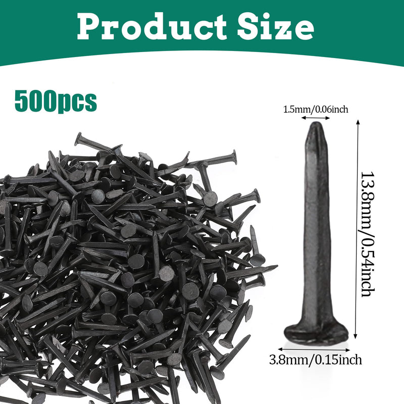 [Australia - AusPower] - 500PCS Shoe Nails 13mm Black Iron Nails Cement Nails Metal Tacks Non-Slip Horse Shoe Nails Carbon Steel Point Tip Wall Small Carpet Tacks Boot Studs for Shoes Boots Leather Heels Soles Repairs 
