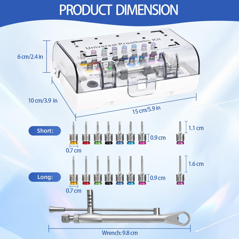 [Australia - AusPower] - 2026 Dental Implant Torque Wrench Set-Include Bib Clips, Universal Prosthetic Kit with Torque Adjustable Ratchet&Screwdrivers 16pcs,10-70Ncm,Fully Autoclavable,Secure/Disassemble Implant Restorations 