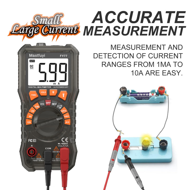 [Australia - AusPower] - Digital Multimeter, Portable Multimeter Tester, 2000-Count Voltmeter/Ohmmeter with Auto-Range Function; Accurate Measurement of Voltage, Current, Resistance, Diodes, Continuity, Capacitance [ FY77 ] 