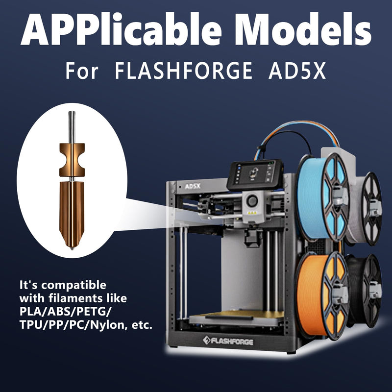 2 Pcs 0.4MM Integrated Adventurer 5X Nozzle Kit for Flashforge AD5X 3D Printer Hotend Heating Block Component with 3Pcs Silicone Socks and 2Pcs Nozzle Wipers, AD5X Accessories