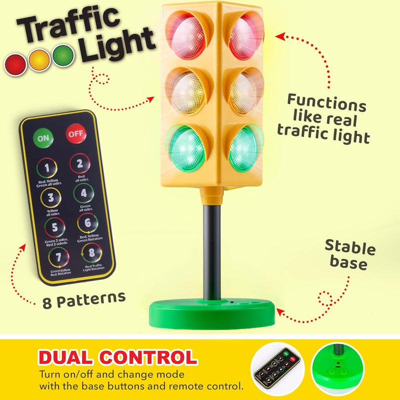 ArtCreativity Traffic Light - Teacher Classroom Must Haves Supplies, 8 Modes with Remote - Classroom Decor, Kindergarten Educational Lamp - Real Traffic Light Rotation Mode