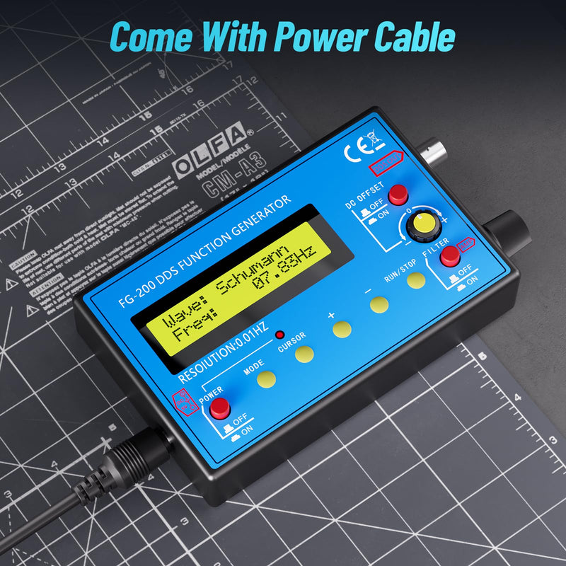 1Hz-500kHz DDS Signal Generator with Schumann Resonator, Portable Multifunction Waveform Generator with AC/DC Power, Ideal for Oscilloscope Calibration, Audio Testing, and Stress Relief
