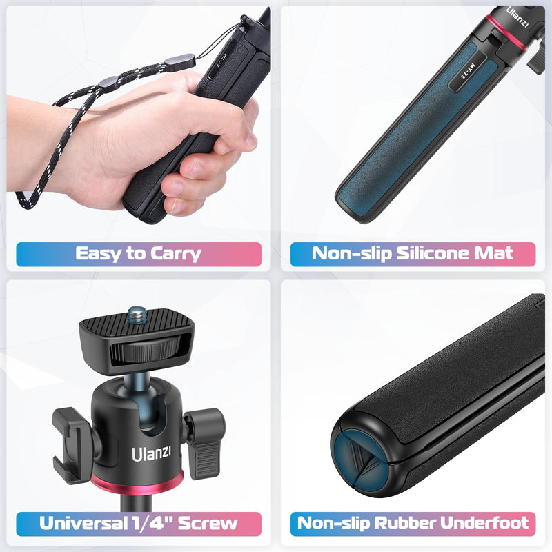 [Australia - AusPower] - ULANZI MT-73 Extension Pole Tripod, Mini Selfie Stick Tripod Stand Handle Grip for Webcam Canon G7X Mark III Sony ZV-1 RX100 VII A6400 A6600 Cameras Vlogging MT-73 Tripod 
