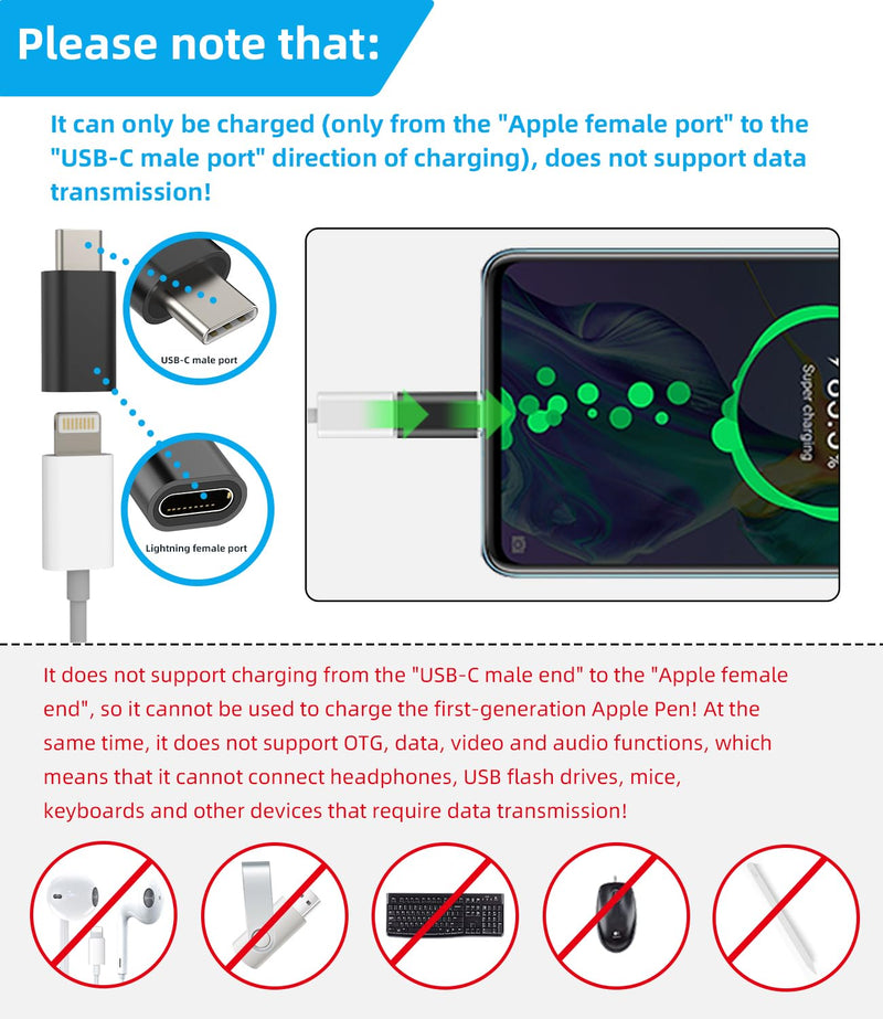 [Australia - AusPower] - 3Pack,Lightning Female to USB C Male Adapter,Compatible with Apple iPhone 15 Pro Max Plus iPad 10、Air4/5、Mini6 Galaxy Note S10 S20 S21 Google Pixel Charging Type C Charger Connector Cable 