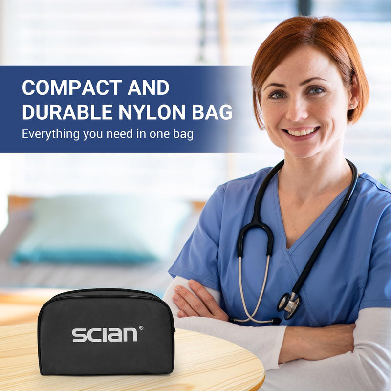 [Australia - AusPower] - SCIAN Manual Blood Pressure Cuff - Aneroid Sphygmomanometer with European Cuff 8.7-16.5" and D-Ring, Come with Carrying Bag for Nurse Doctor Senior Adult, Black 