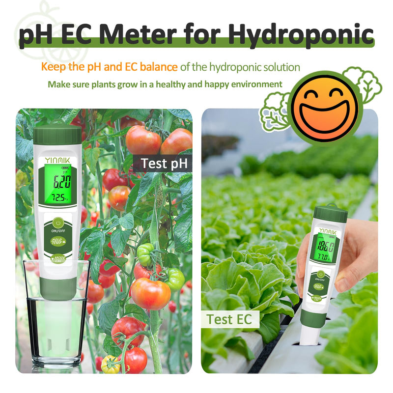 YINMIK 2024 New 4 in 1 pH Meter with Extra pH Calibration Solution
