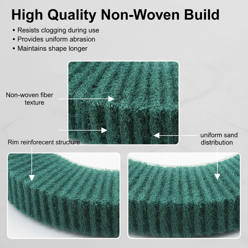 [Australia - AusPower] - 2 Pcs 8'' Non-Woven Buffing Polishing Wheels, 240 Grit Wire Drawing Abrasive Flap Wheels for Die/Bench Grinder (Green) 