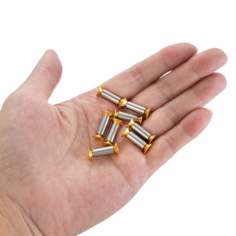 [Australia - AusPower] - 20-Pack Gold Hex Flat Head Knife Fasteners | M4 Alloy Steel Screws & Rivets Compatible with Blade Repair 